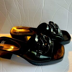 BP. Lollie Jelly Platform sandal. Size 9 black chunk heel.